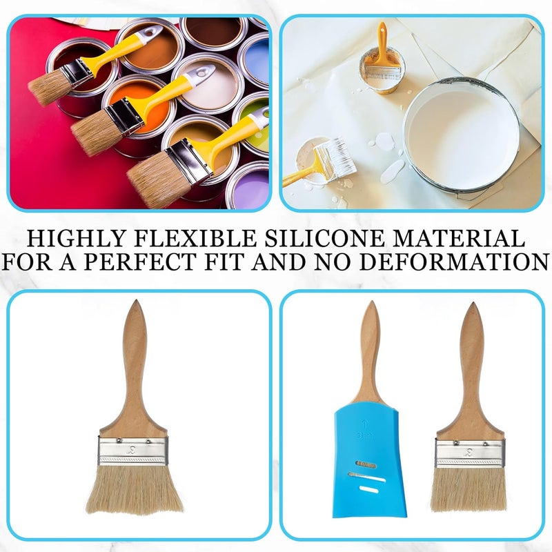 Joyfolk 6 Pcs Paint Brush Cover Silicone Multiple Sizes Paint Brush Case Sleeves Protects Bristles Keeps Shape for 2inch 2.5inch and 3inch for Storage and Organizer Blue White Red - Image 4